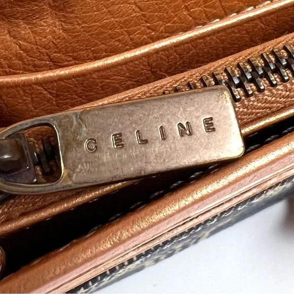 Rare Denim CELINE Triomphe Paris Macadam Continental Wallet Indigo/Bronze - Picture 8 of 10